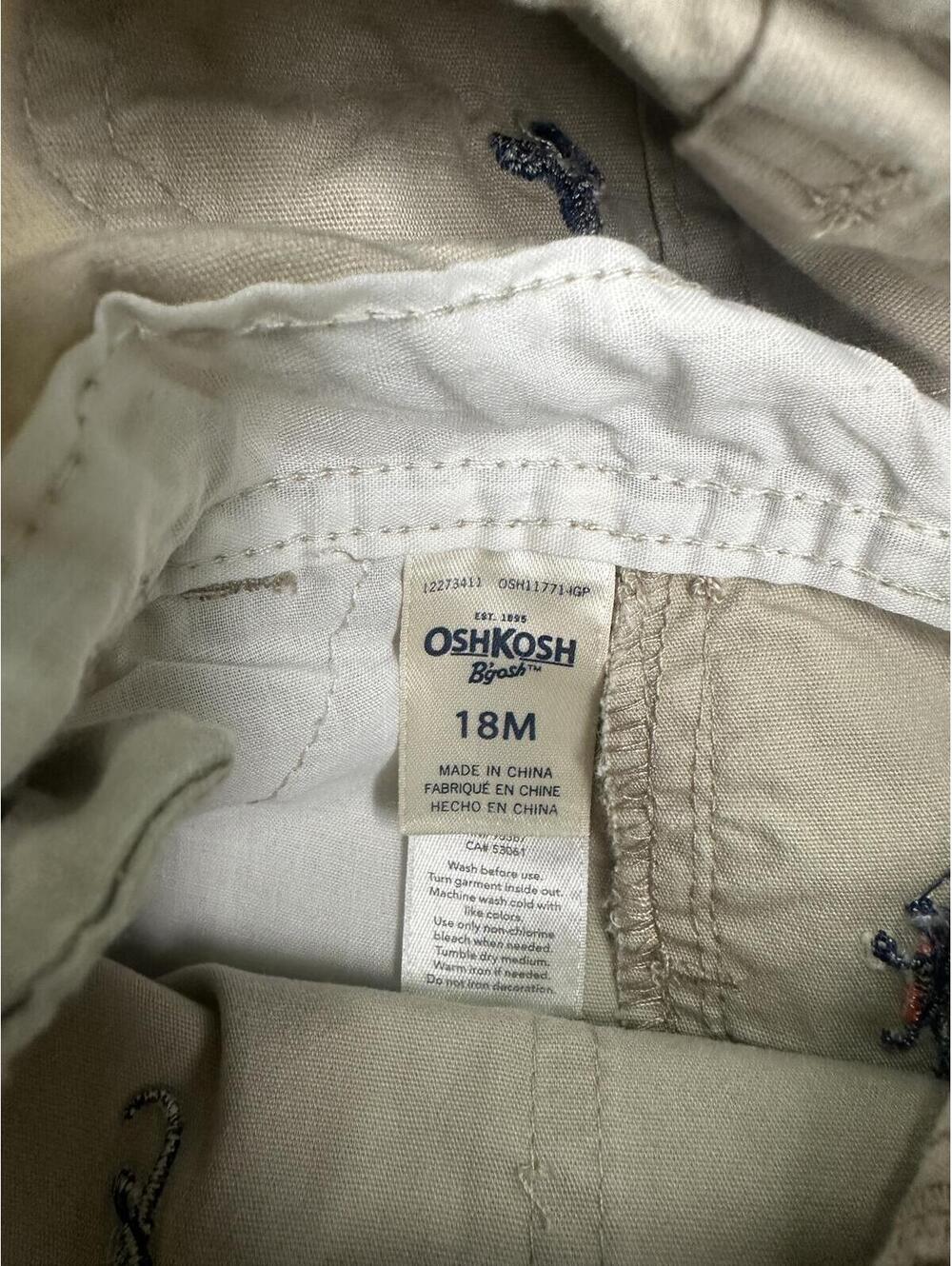 OshKosh B'gosh VestBak unisex khaki overalls 18M cotton embroidered classic - Picture 9 of 10